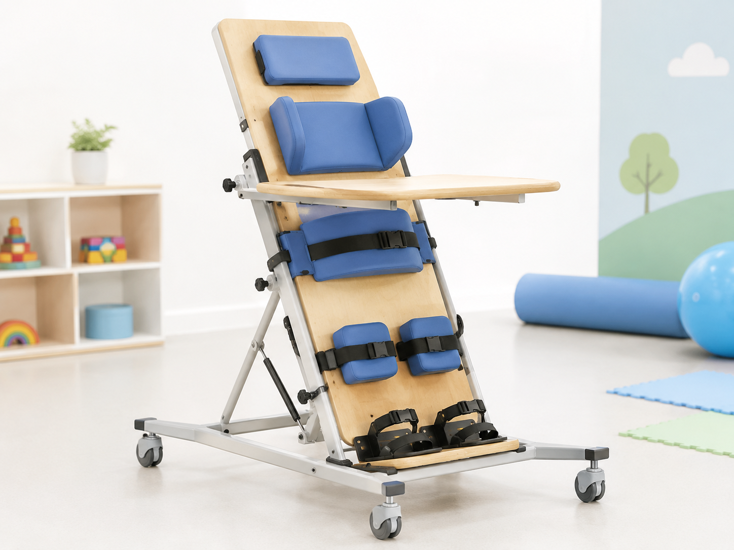 Tilt standing frame for pediatric supported upright positioning